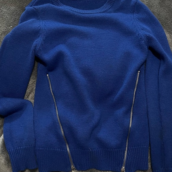 CUT25 by Yigal Azrouël asymmetrical zippers sweater Bright Cold Blue/Size S wool - Picture 5 of 5